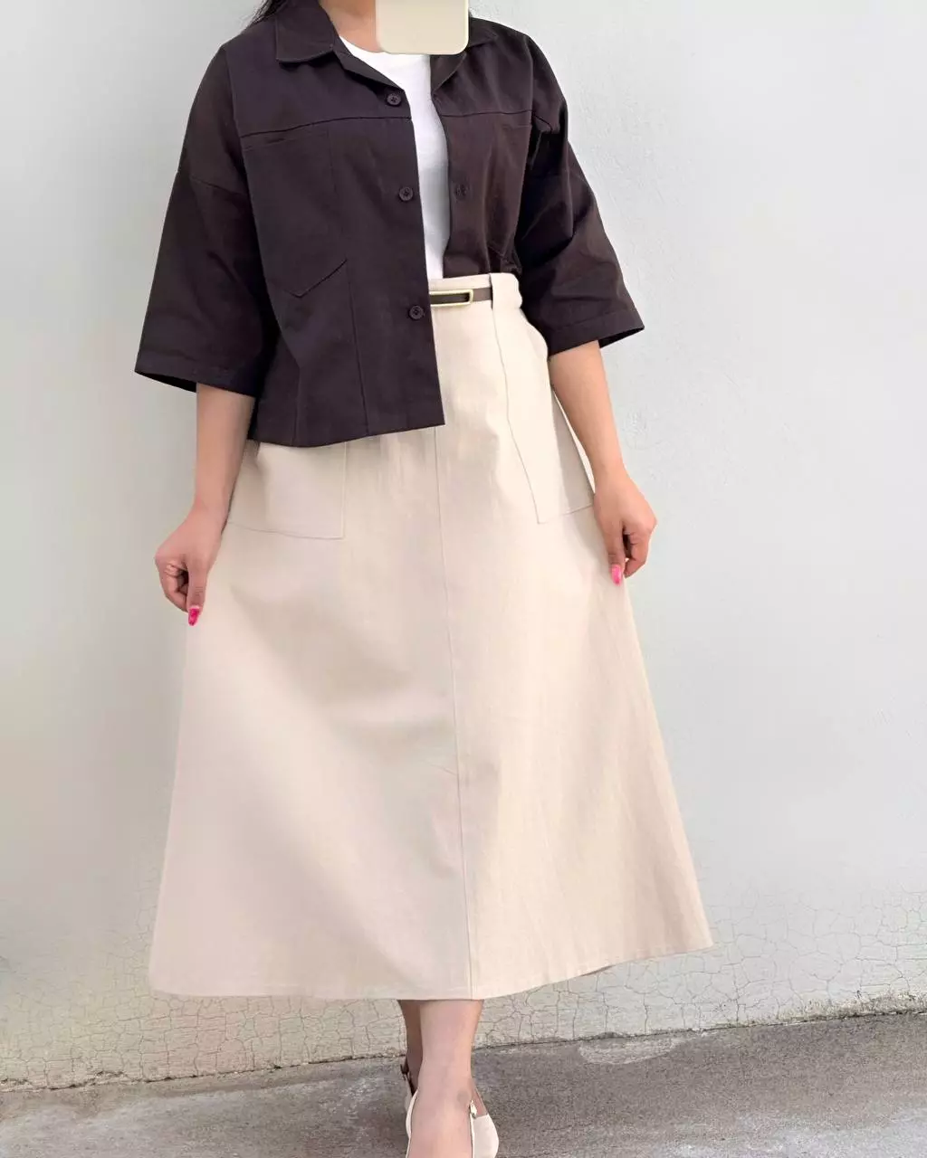 دامن کتان بهمراه کمربند کد 5549