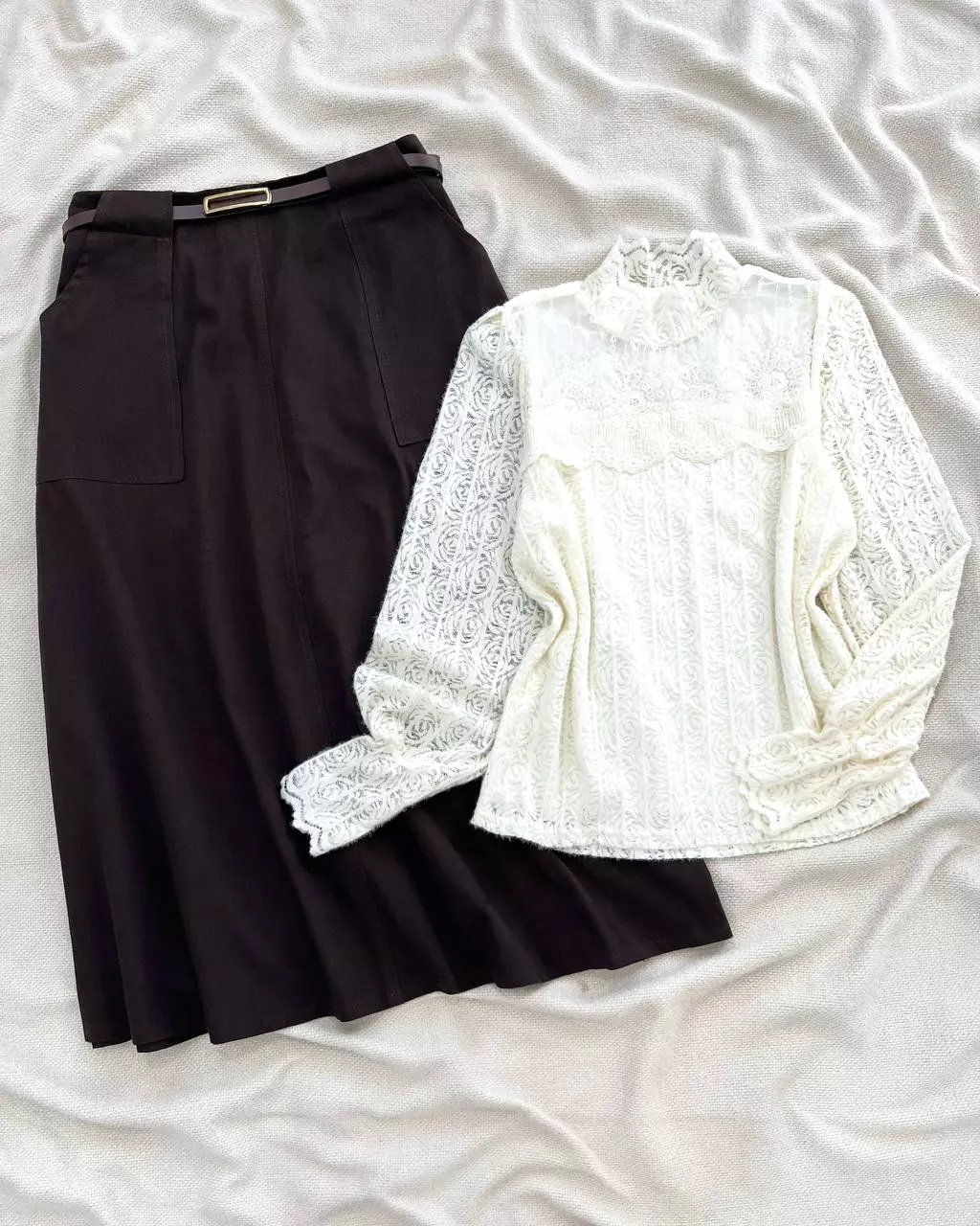 دامن کتان بهمراه کمربند کد 5549