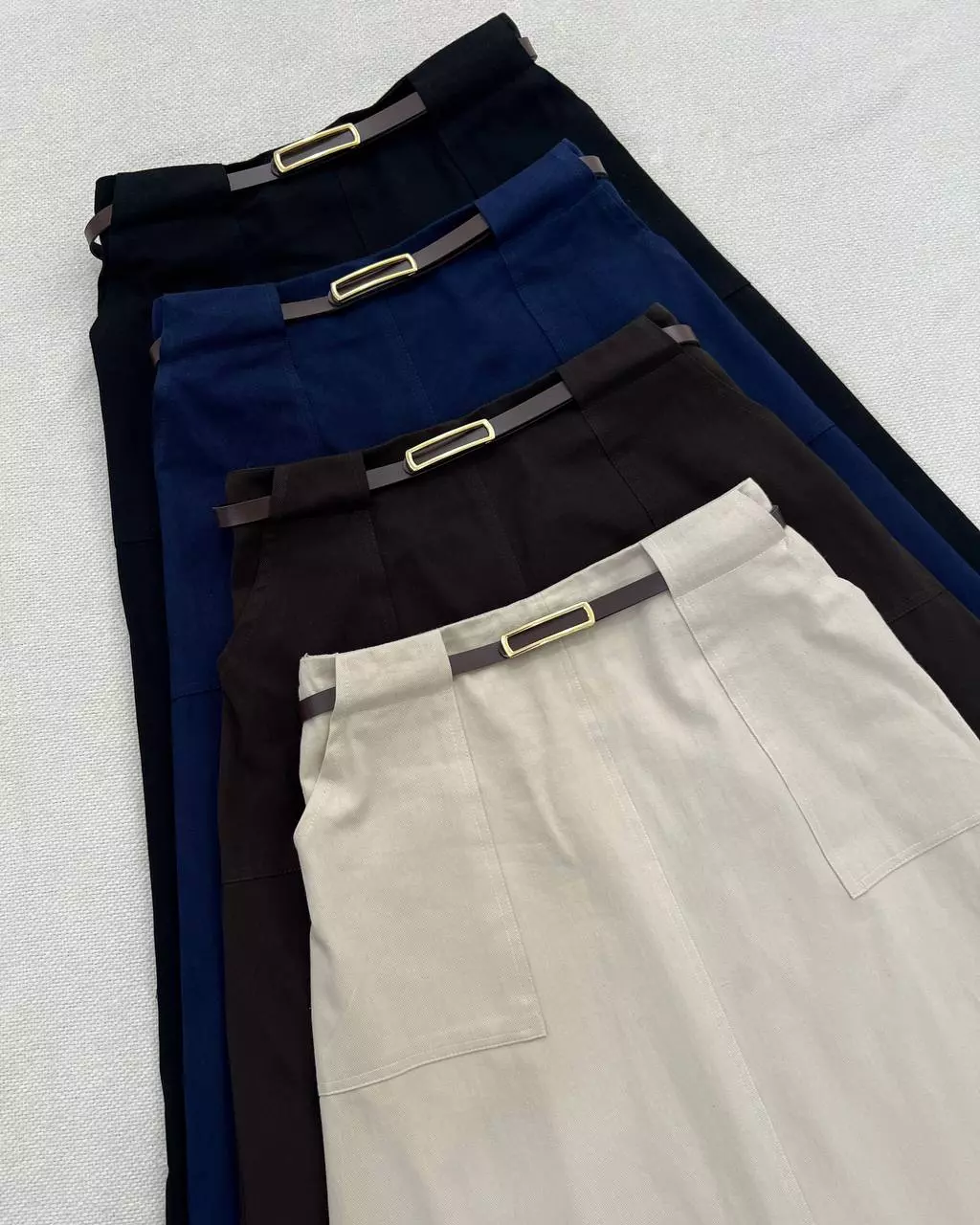 دامن کتان بهمراه کمربند کد 5549