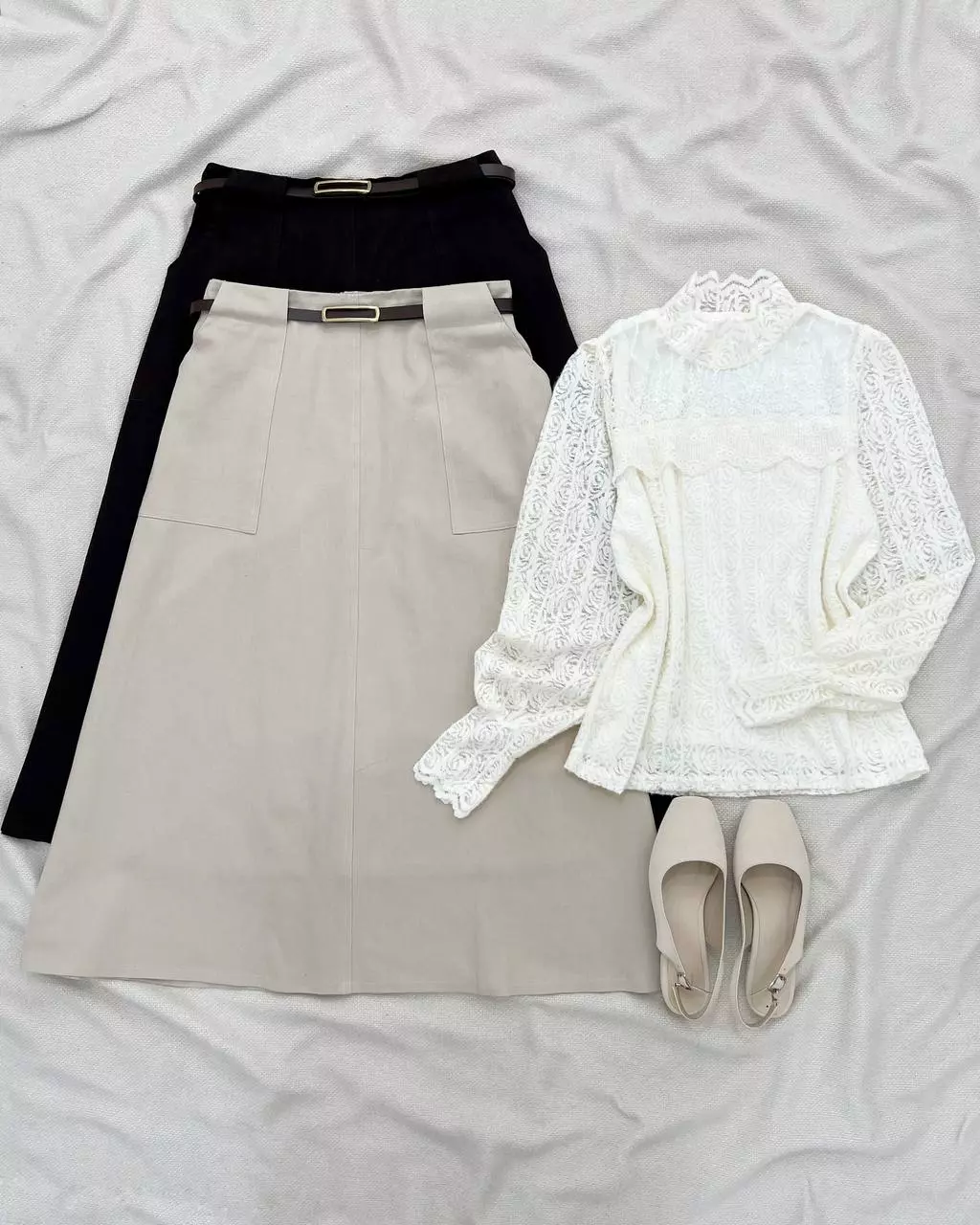 دامن کتان بهمراه کمربند کد 5549