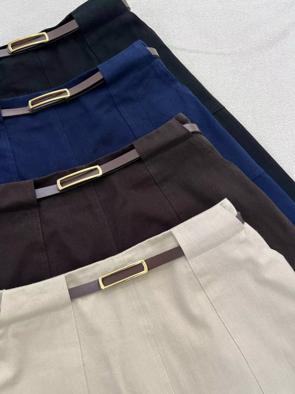 دامن کتان بهمراه کمربند کد 5549