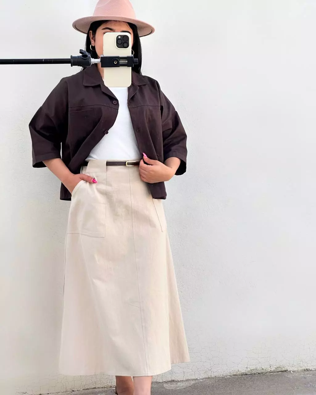 دامن کتان بهمراه کمربند کد 5549