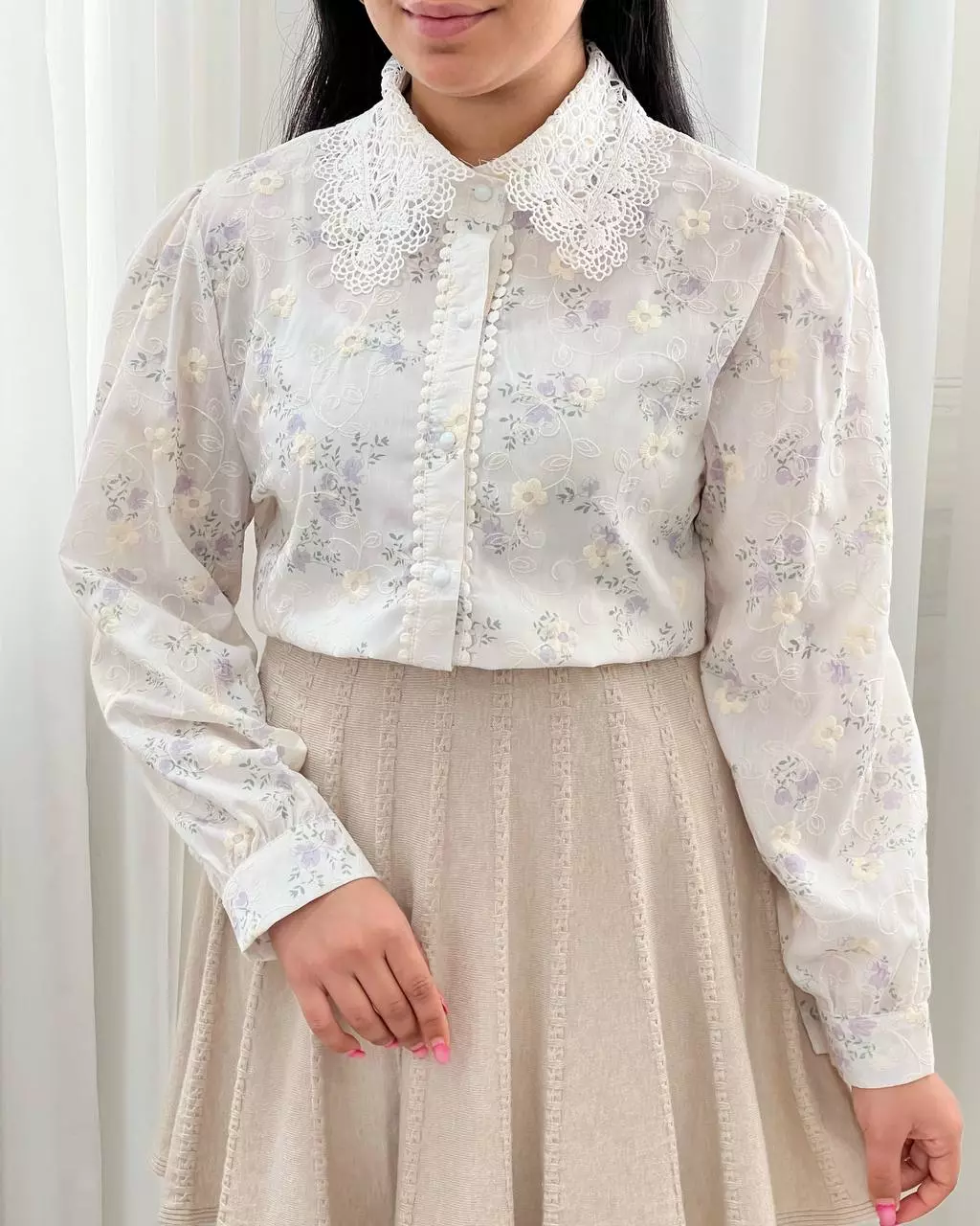 شومیز تمام خامه دوزی گلگلی کد 5558