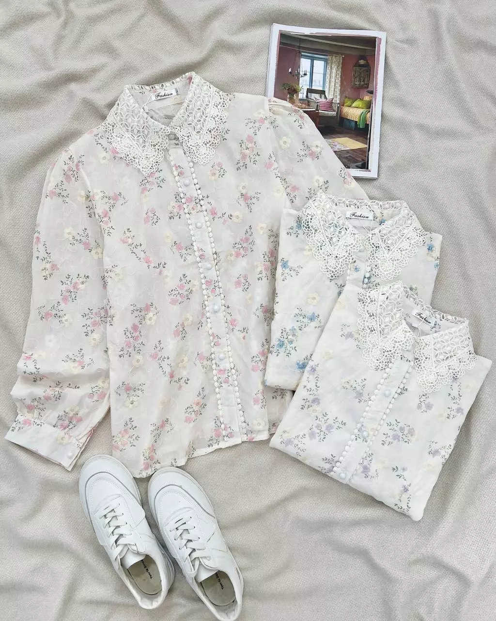 شومیز تمام خامه دوزی گلگلی کد 5558