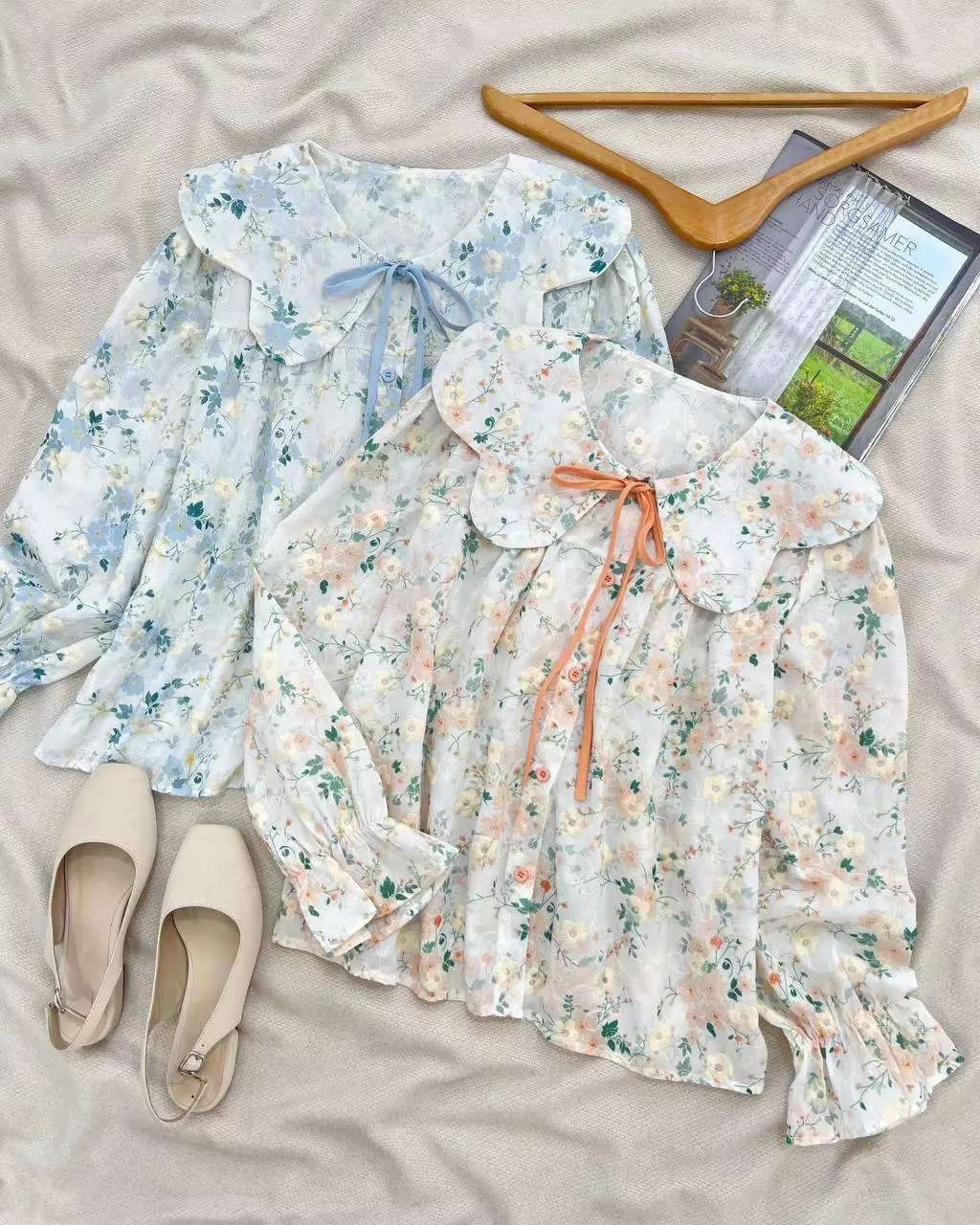 شومیز تمام خامه دوزی گل گلی کد 5559