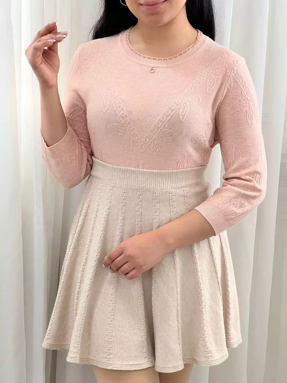 پلیور بافت آستین 3 ربع کد 5560