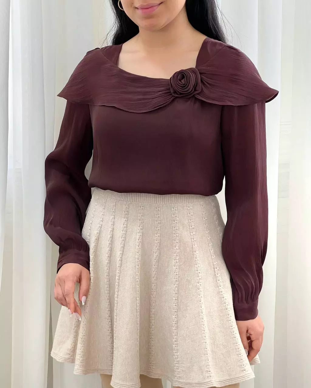 شومیز حریر شیمر تک گل کد 5561