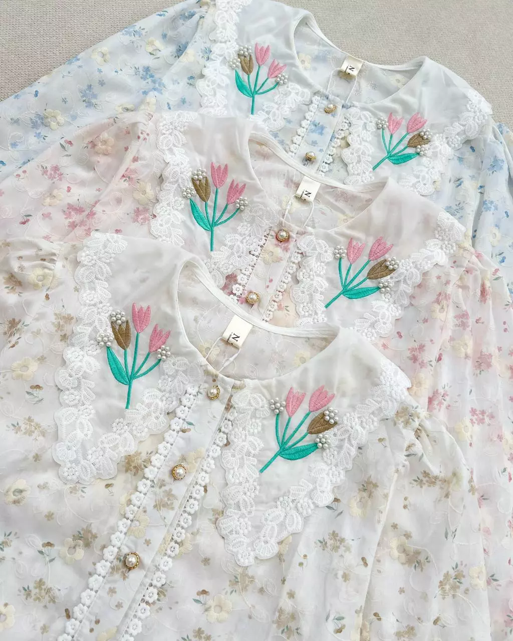 شومیز تمام خامه دوزی یقه گلدوزی کد 5562