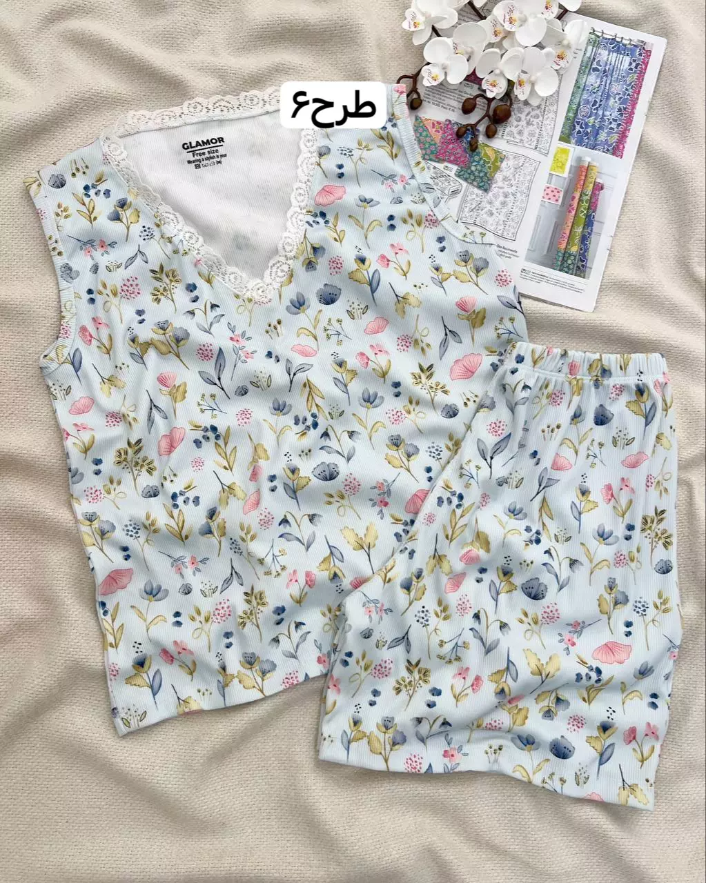 ست تاپ وشلوارک ۵ طرح کد 5793