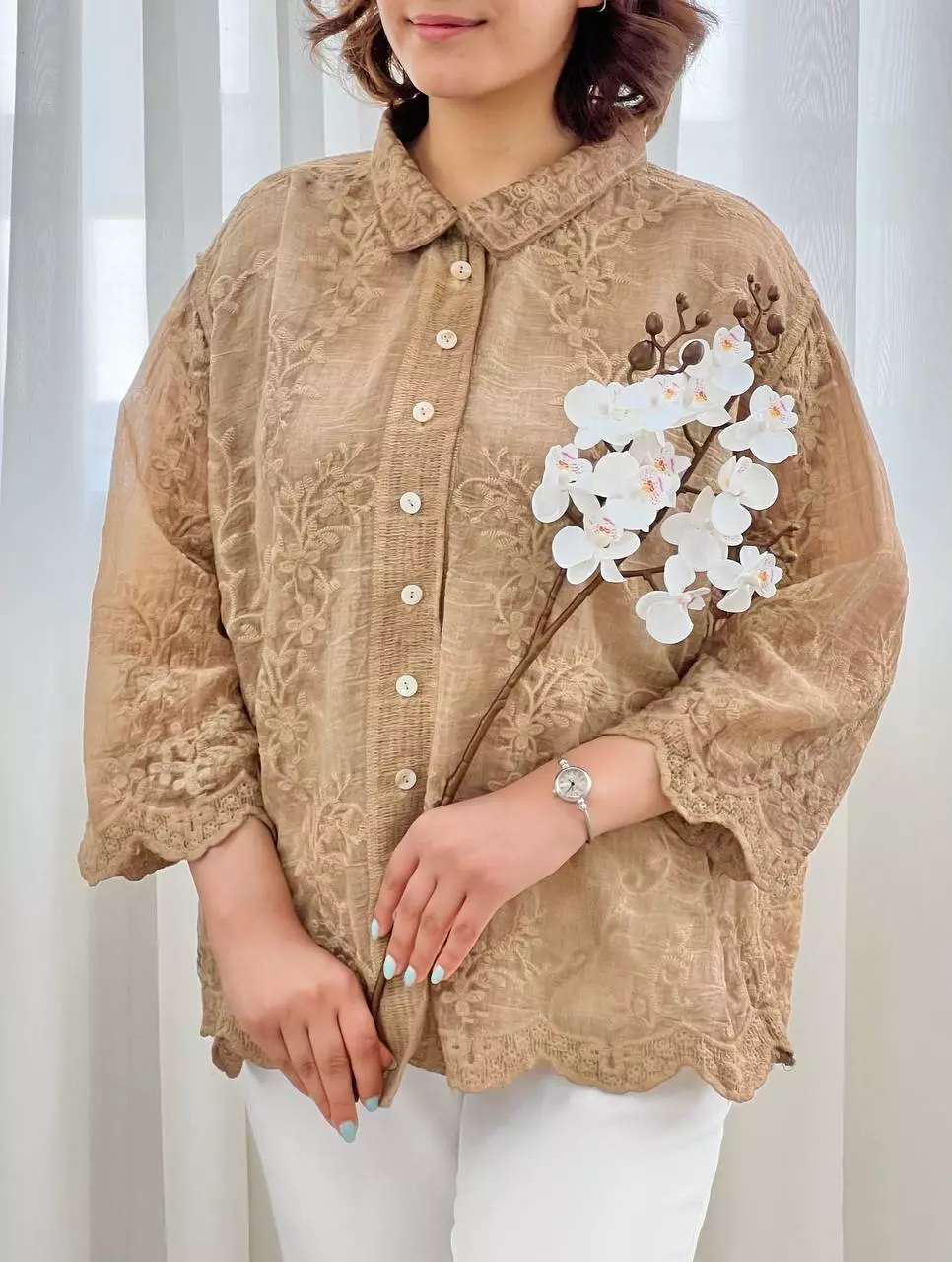 شومیز تمام گلدوزی دوزی کد 5676