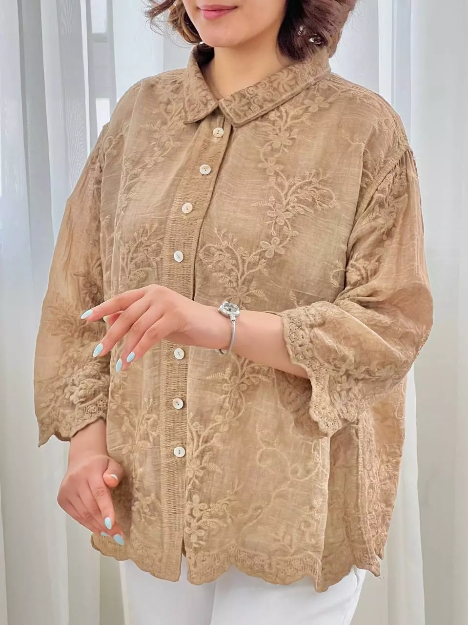 شومیز تمام گلدوزی دوزی کد 5676