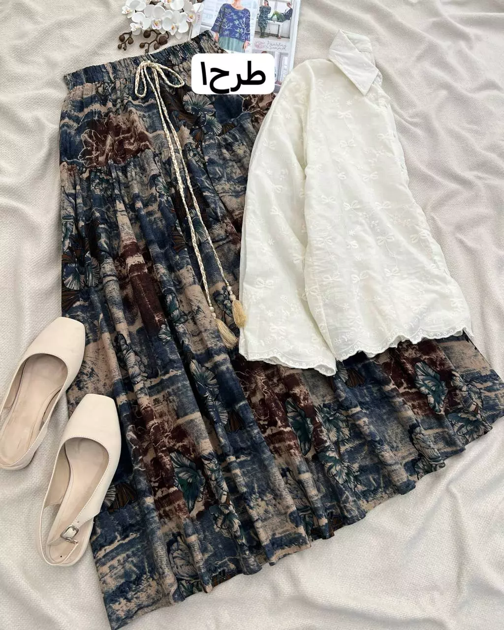 دامن لینن ۳ طرح کد 5715