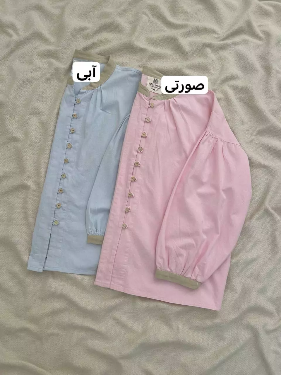 شومیز لینن آستین پف کد 5714