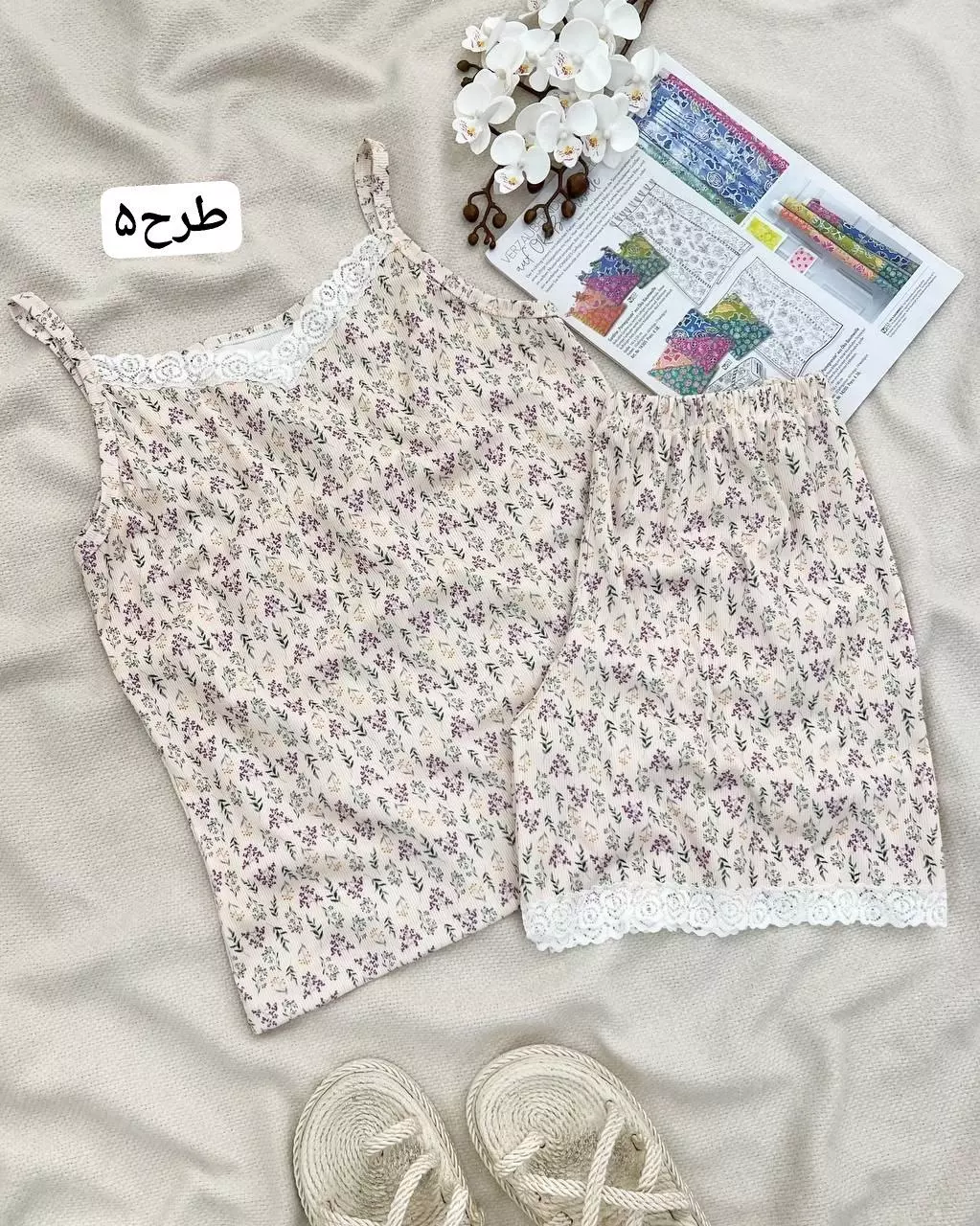 ست تاپ و شلوارک ۵ طرح لبه نوار کد 5734