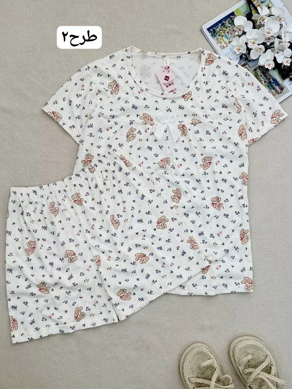ست بلوز و شلوارک کریشه کد 5759
