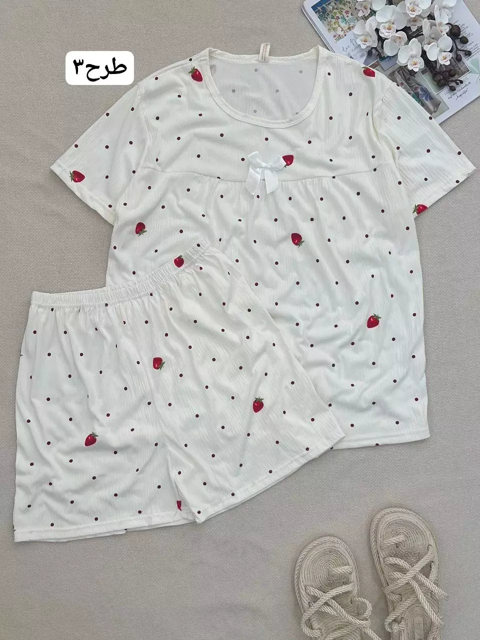 ست بلوز و شلوارک کریشه کد 5759