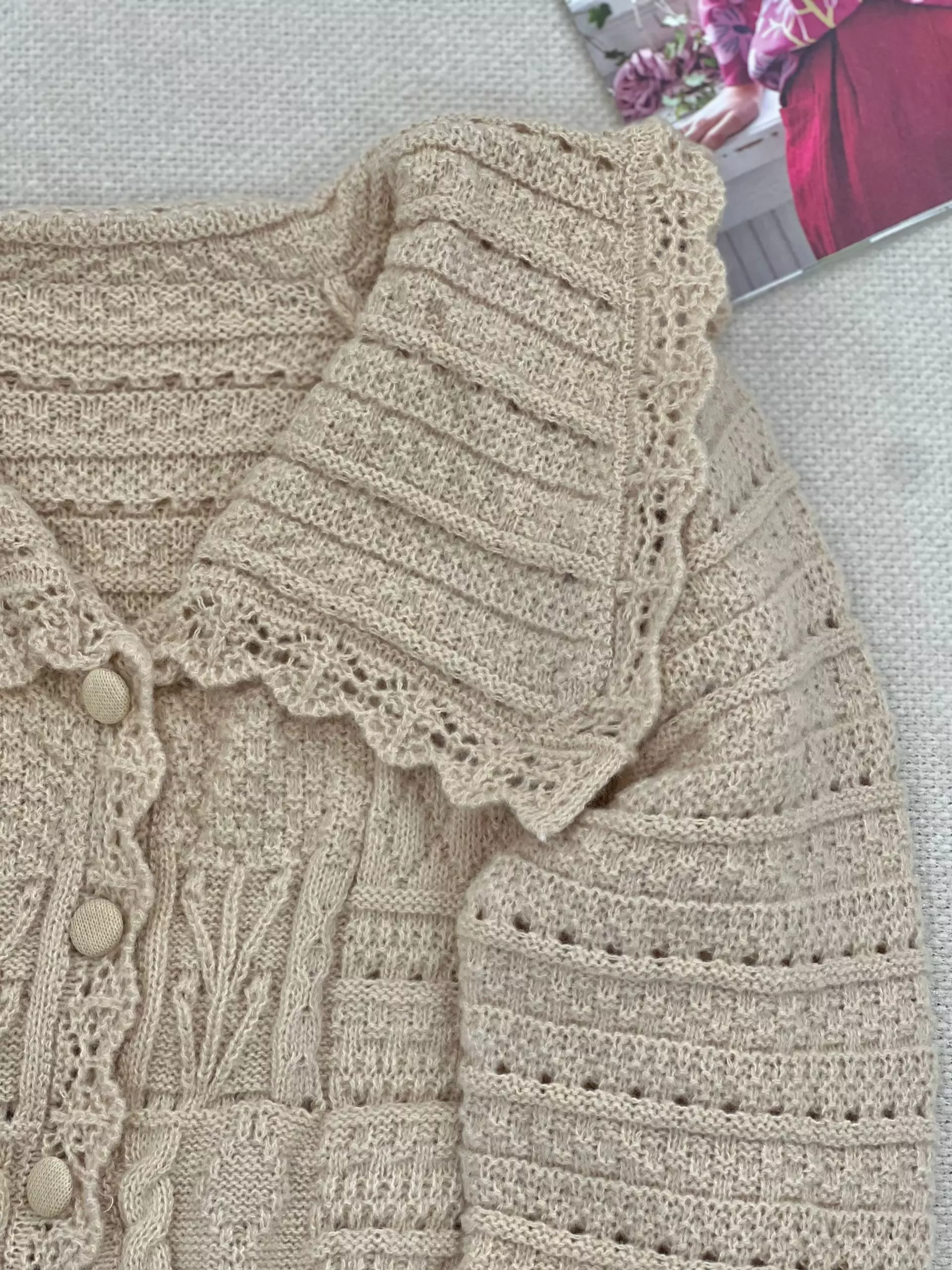 ژاکت بافت جلودکمه طرح برجسته کد 5760