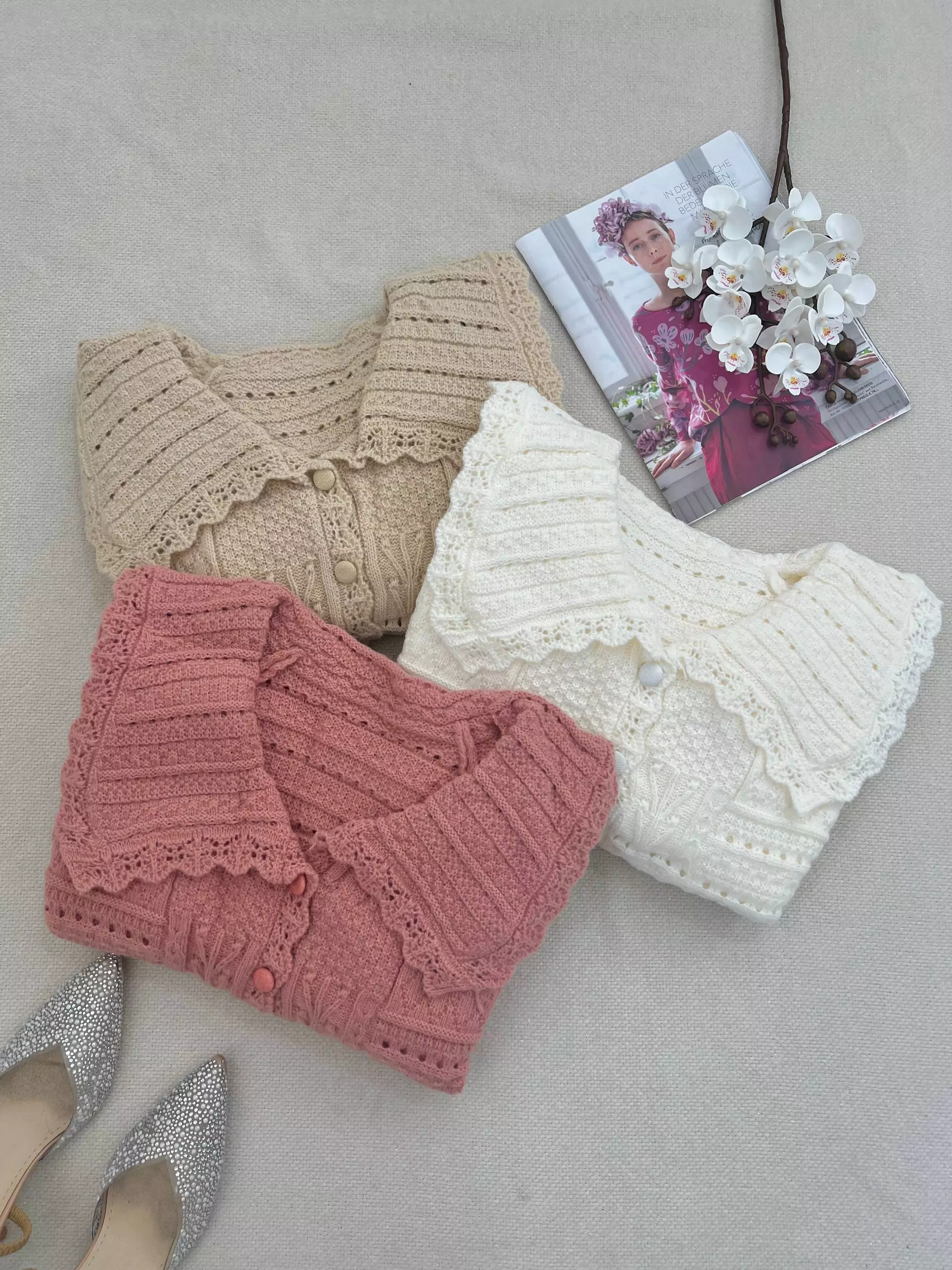 ژاکت بافت جلودکمه طرح برجسته کد 5760