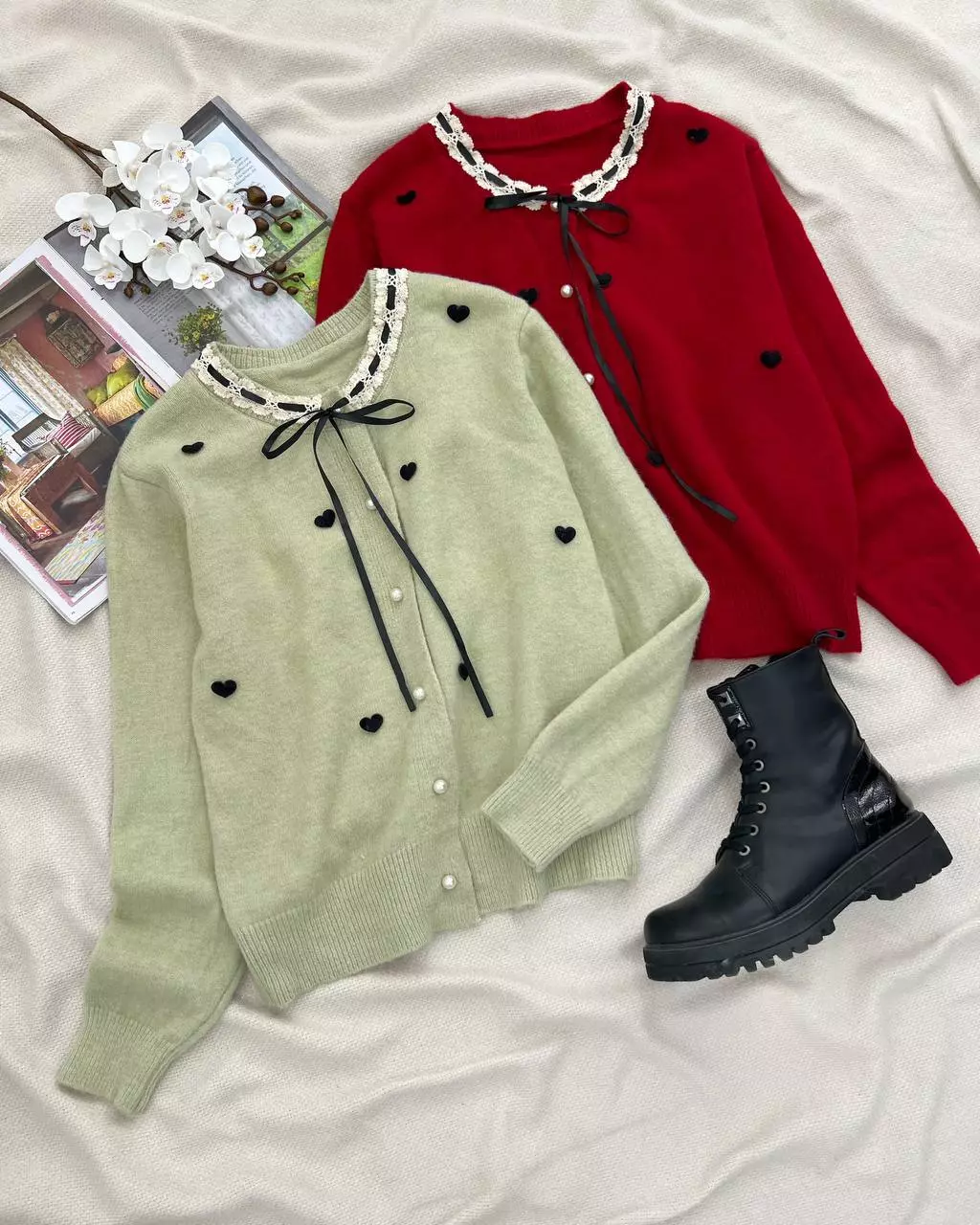 ژاکت بافت مدل قلبی برجسته کد 5762