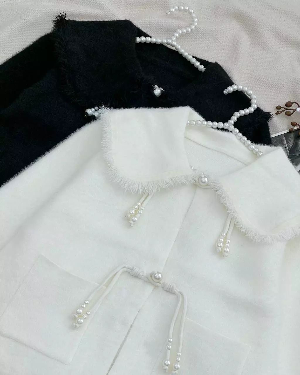 ژاکت بافت موهر دکمه مروارید کد 5771