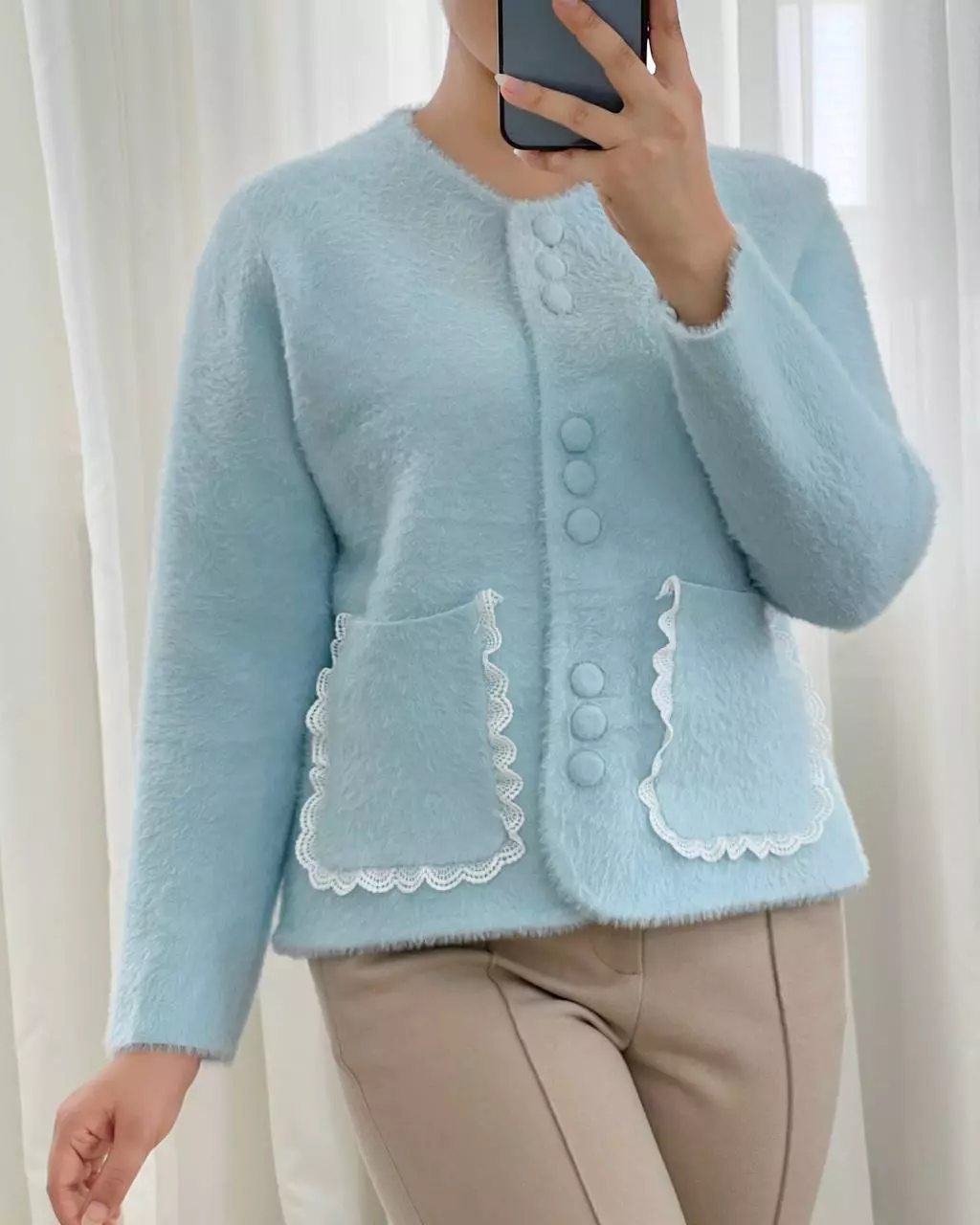 ژاکت بافت موهر جیب کارشده کد 5778