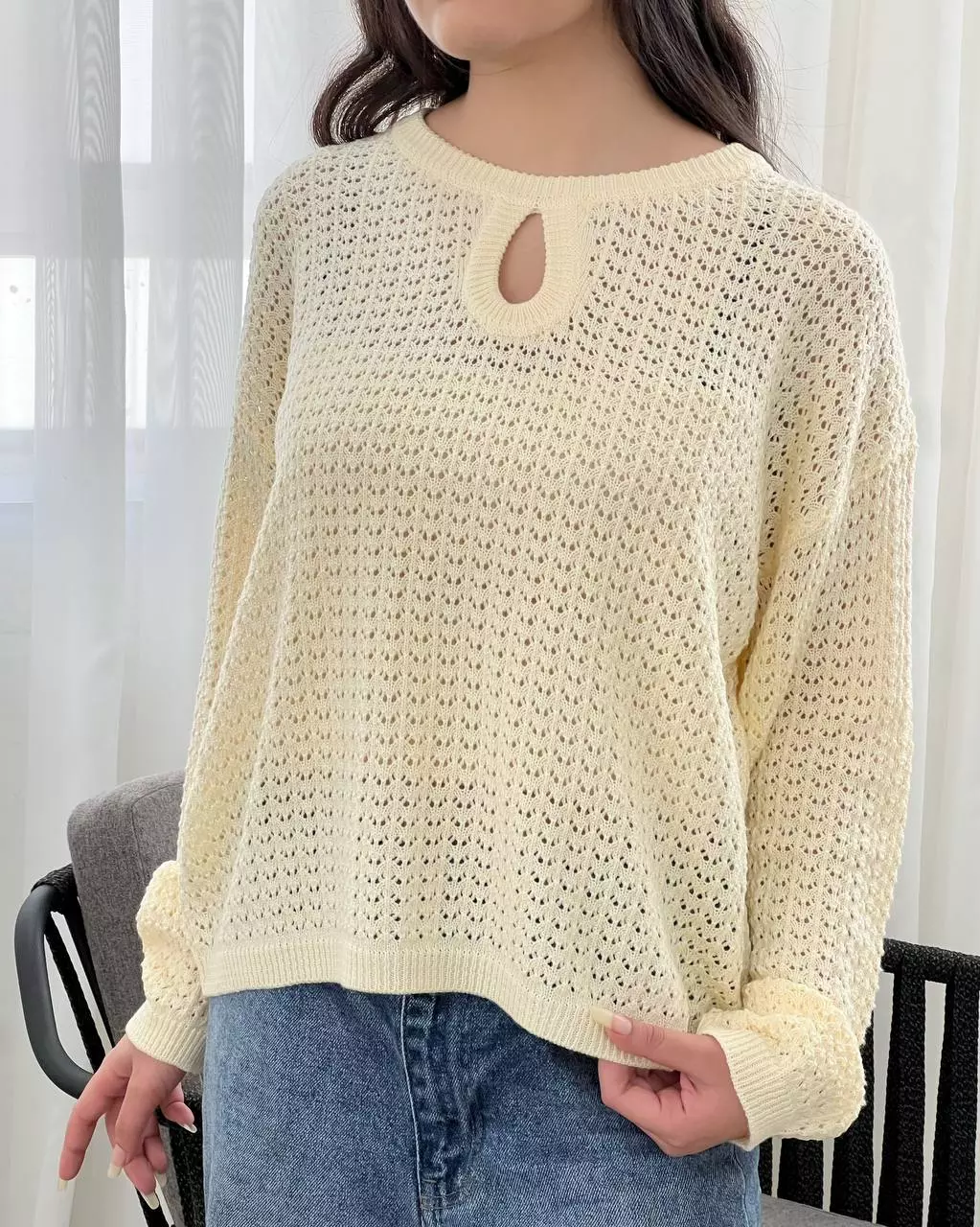 شومیز قلاب بافی قواره ازاد کد 5850