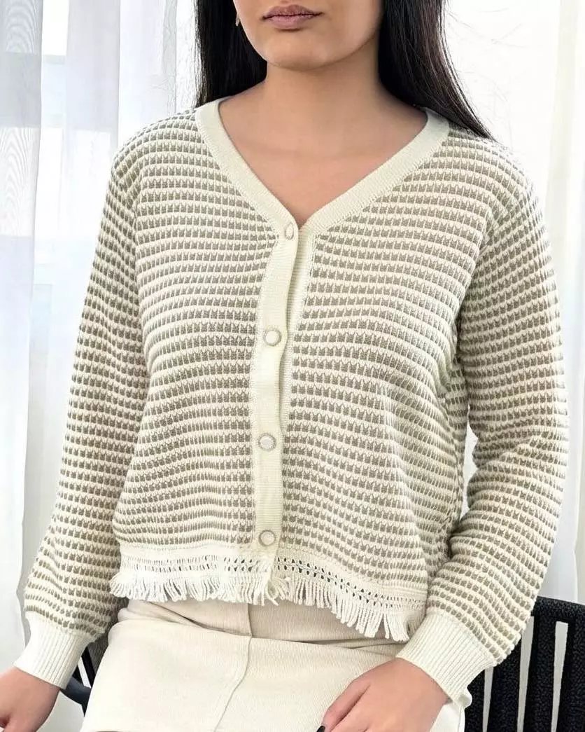 ژاکت بافت جلو دکمه کد 5874