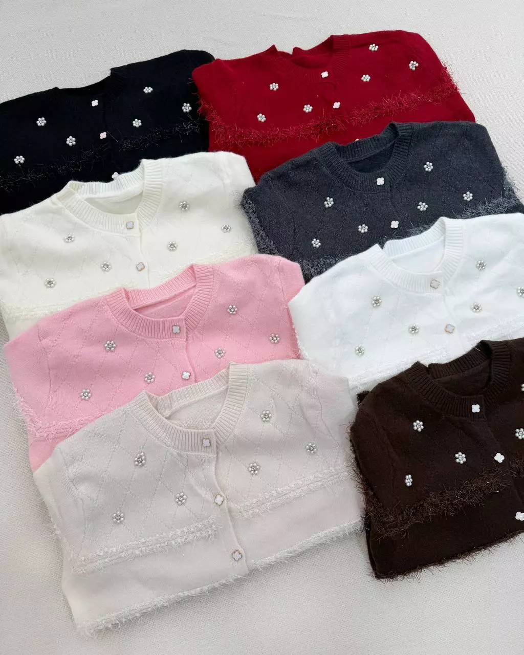ژاکت بافت جلو مروارید کد 5895