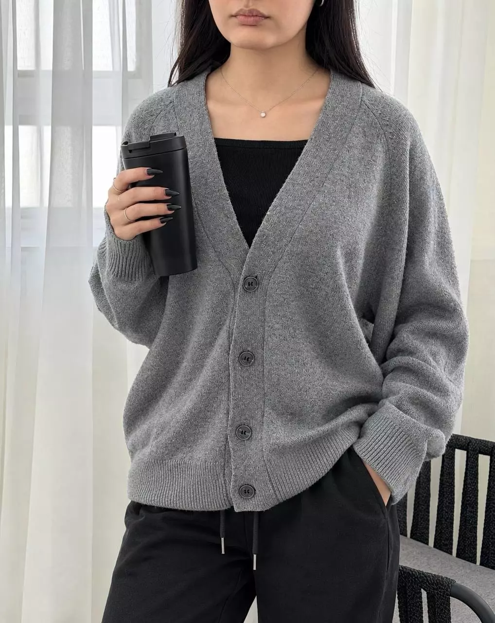 ژاکت بافت تک رنگ گرم بالا کد 5928