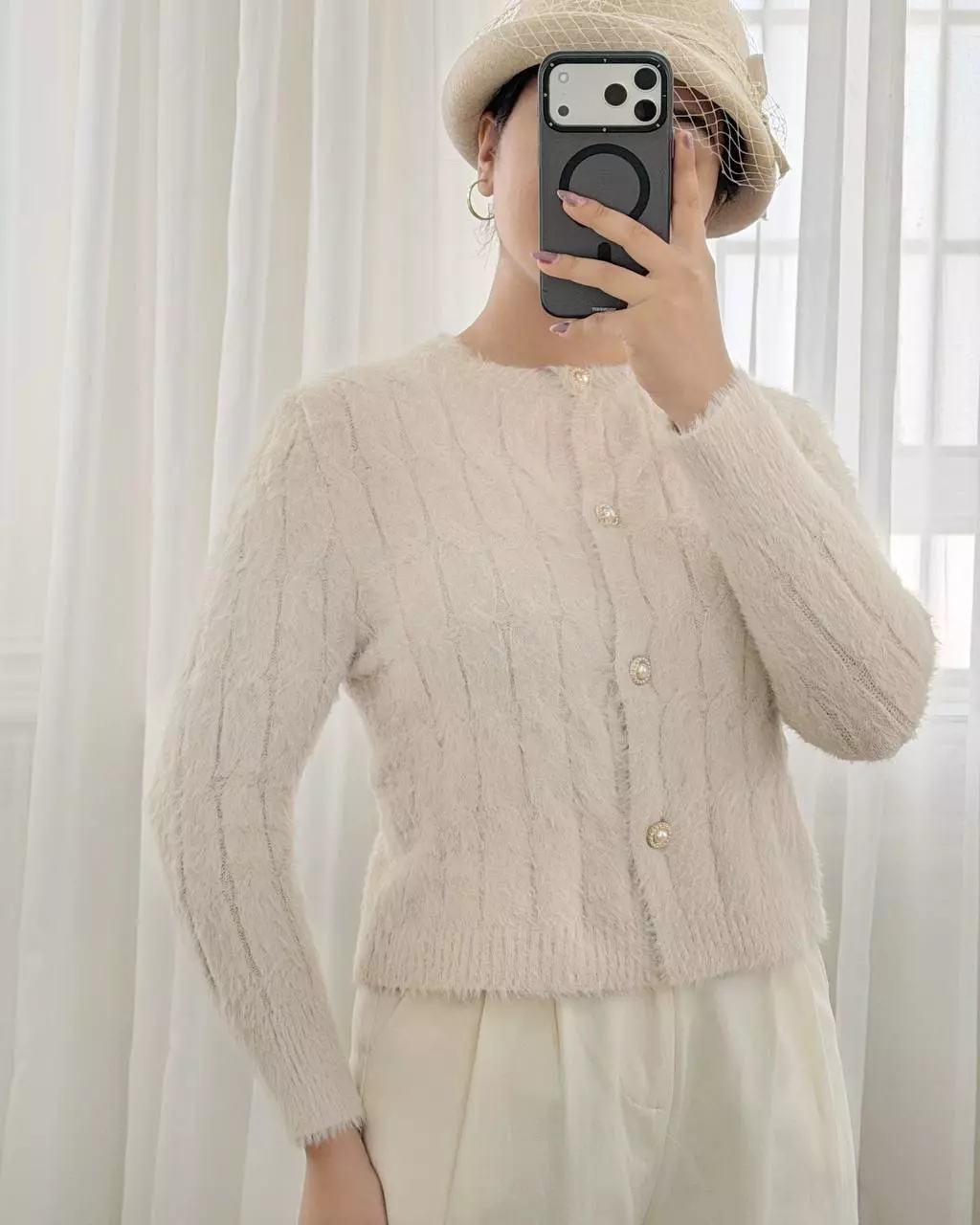 ژاکت بافت موهر تک رنگ کد 5930