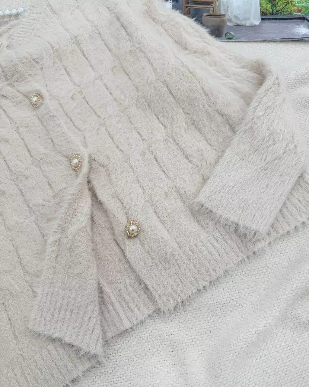 ژاکت بافت موهر تک رنگ کد 5930