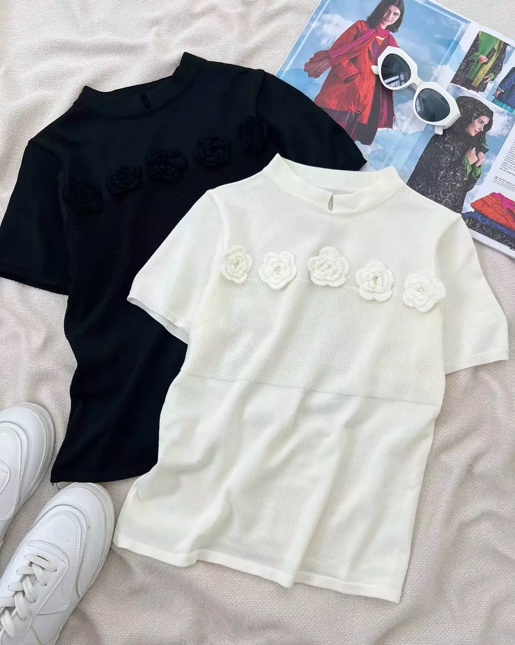 بلوز بافت 3 گل کد 5439