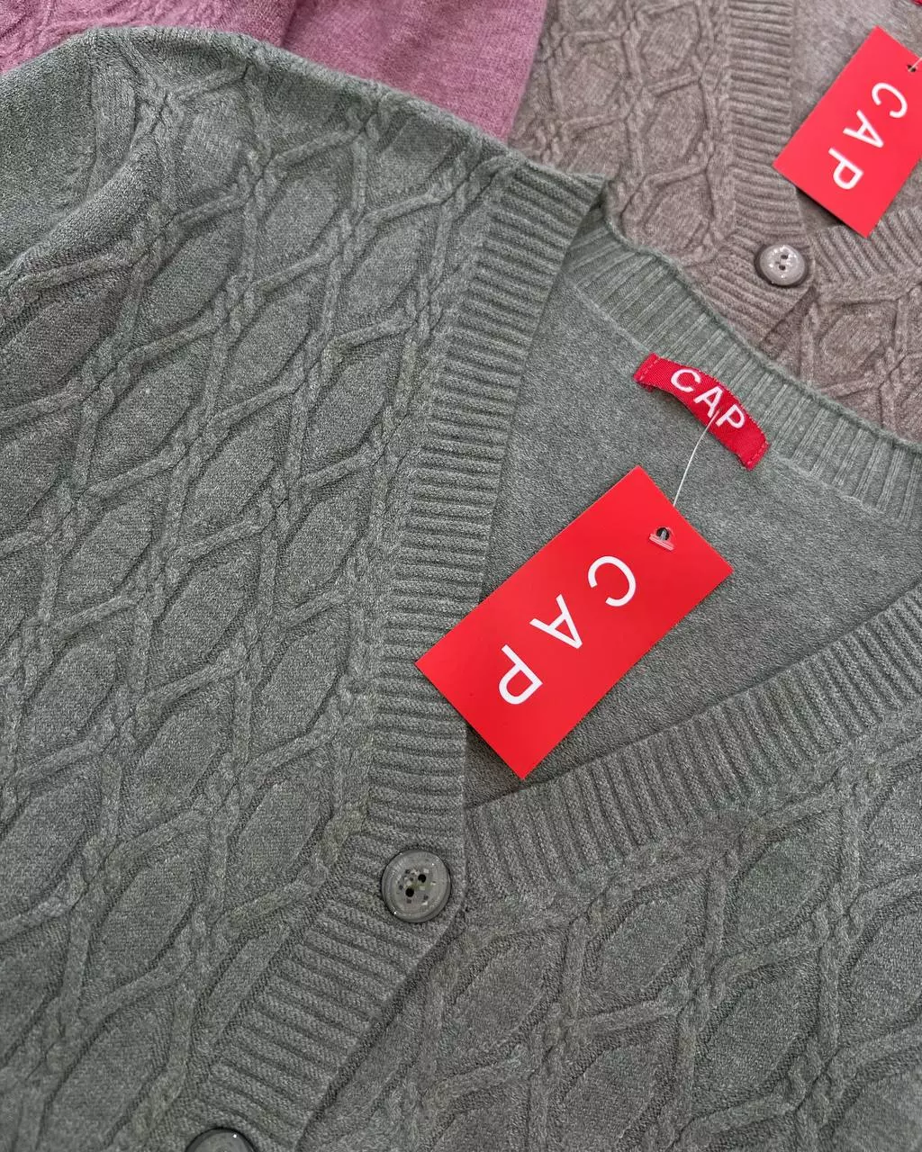 ژاکت بافت جلو دکمه گپ کد 5482