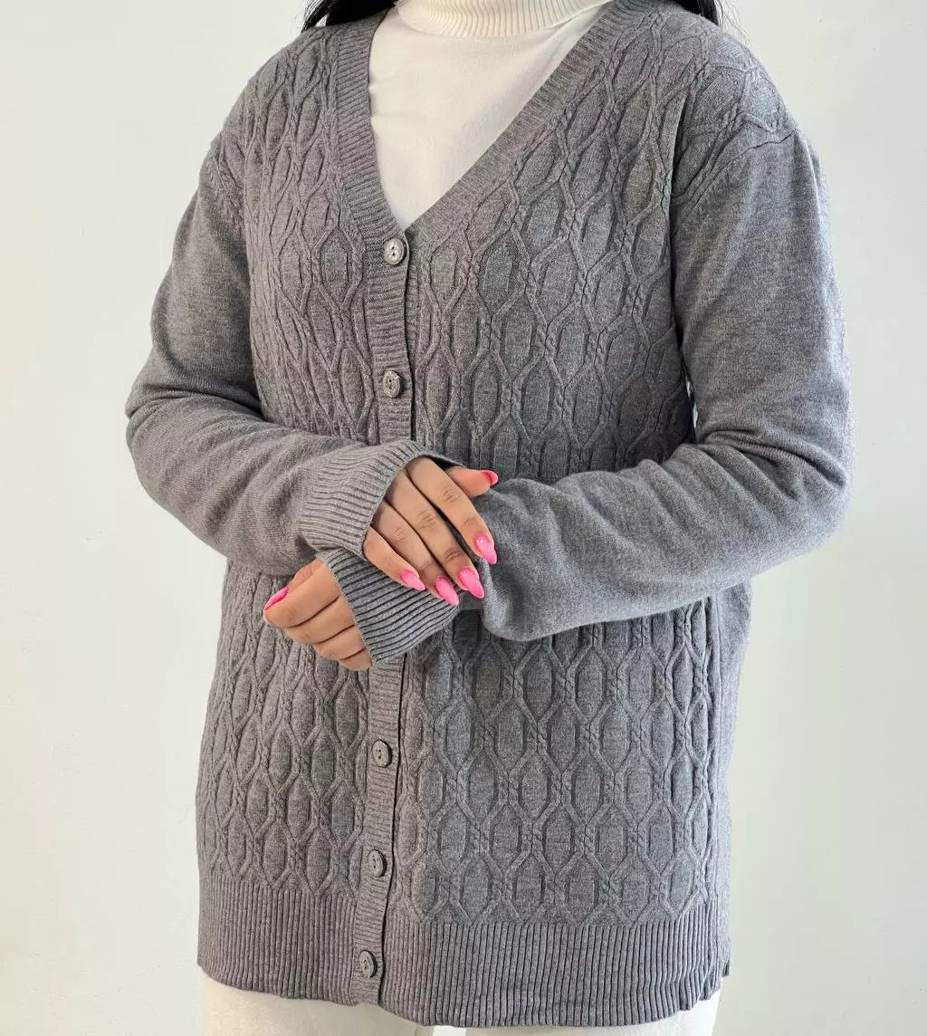 ژاکت بافت جلو دکمه گپ کد 5482