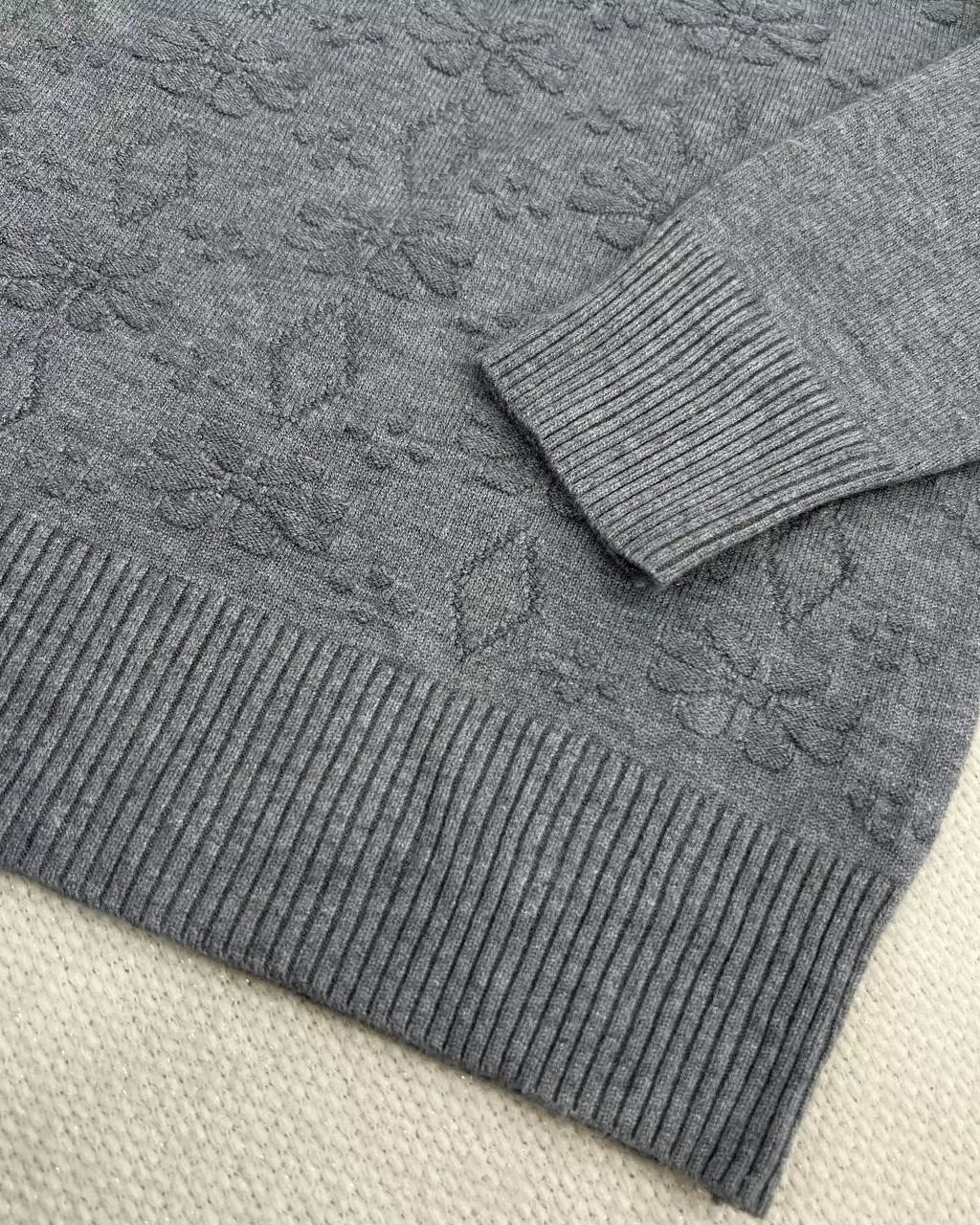 پلیور بافت گل برجسته یقه مروارید کد 5483