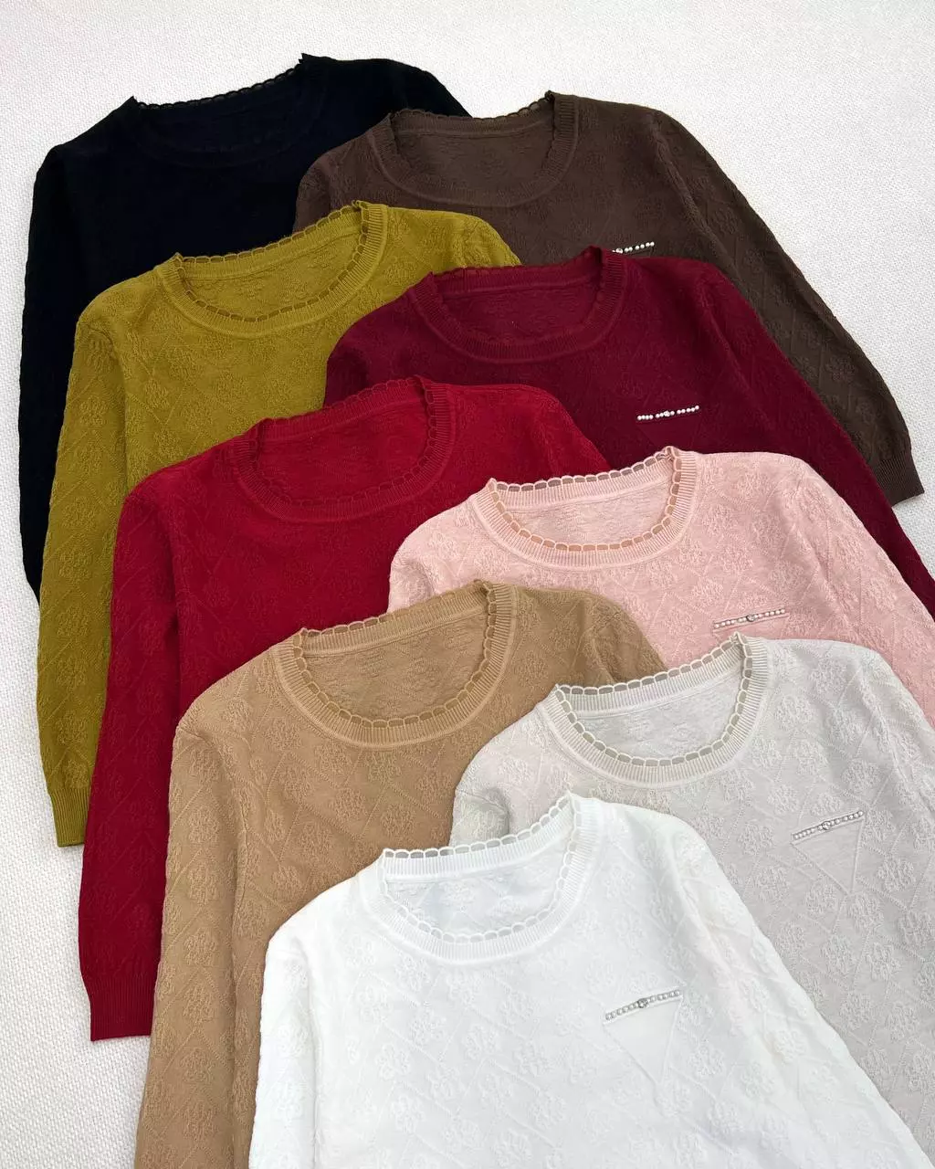 بلوز بافت استین سه ربع یقه گرد کد 5500