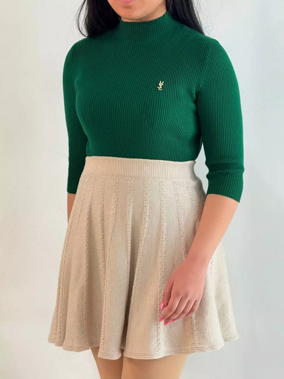 پلیور بافت استین سه ربع یقه ایستاده گرماژ بالا کد5503