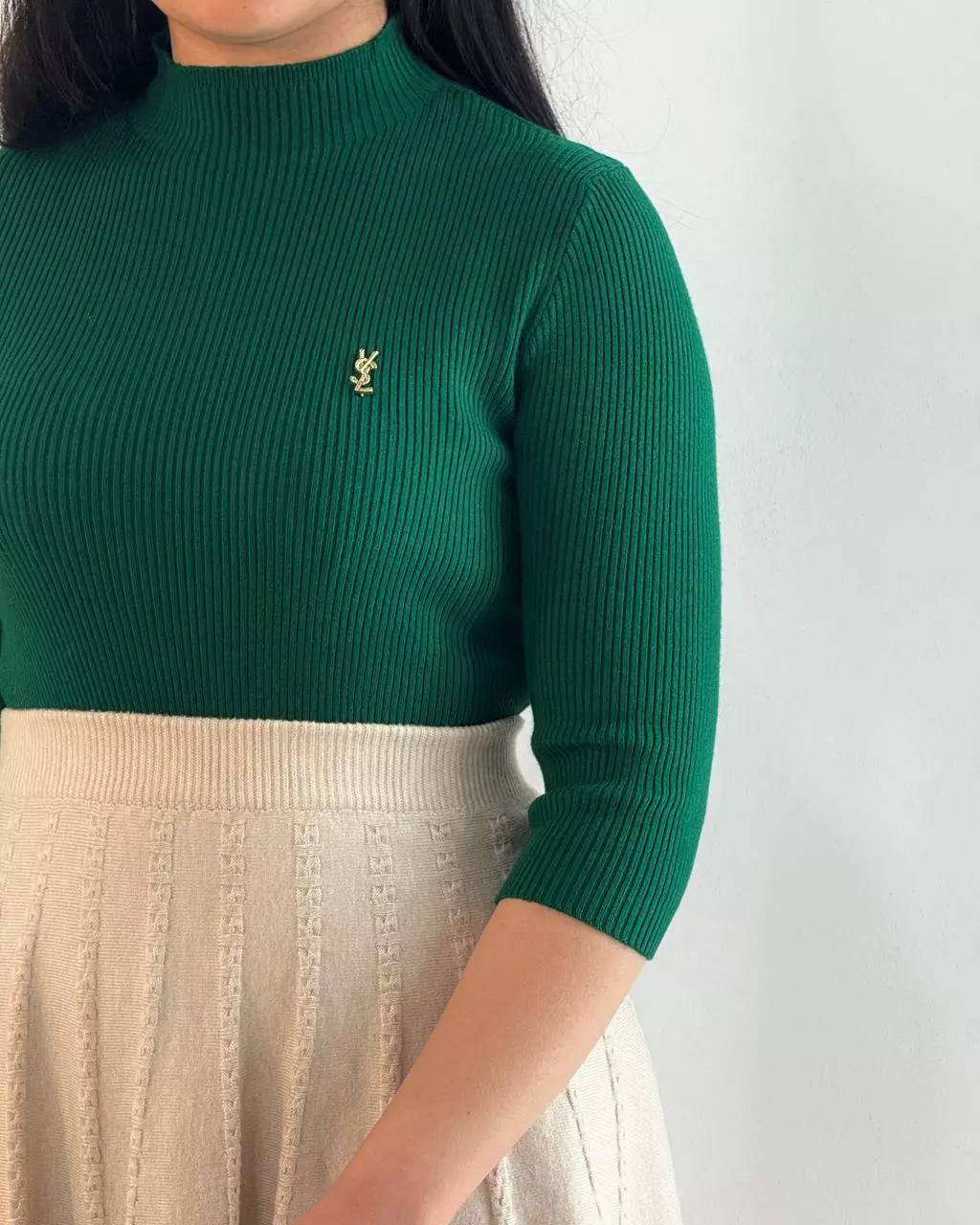 پلیور بافت استین سه ربع یقه ایستاده گرماژ بالا کد5503