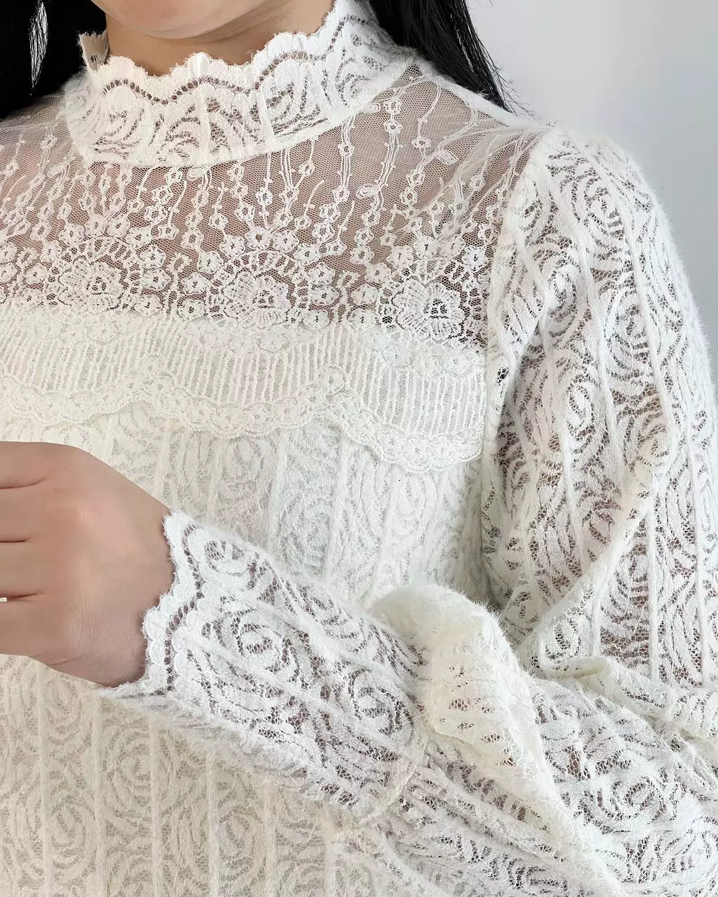 شومیز تمام دانتل کارشده طرح برجسته کد 5507