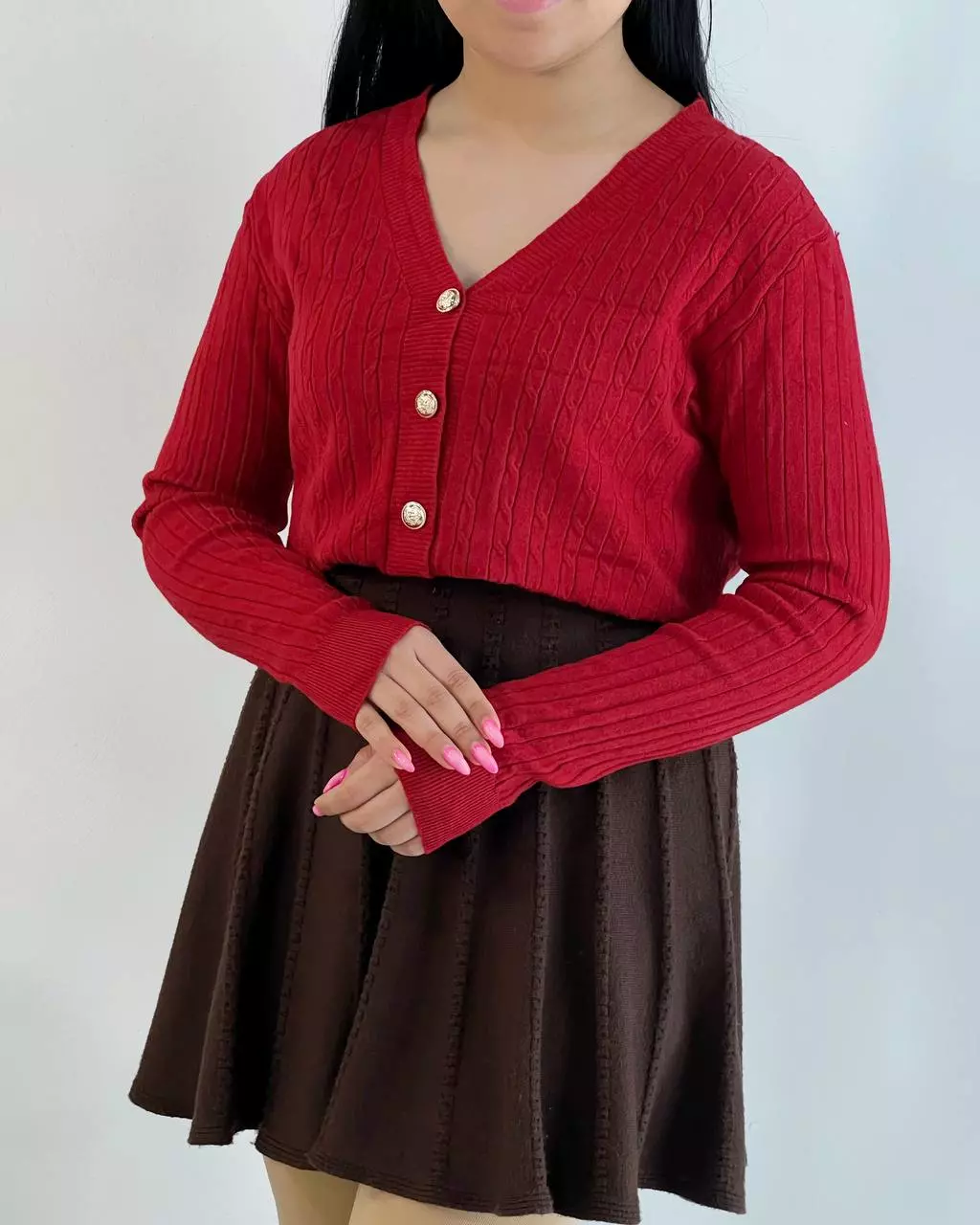 ژاکت بافت جلو دکمه گپ کد 5509