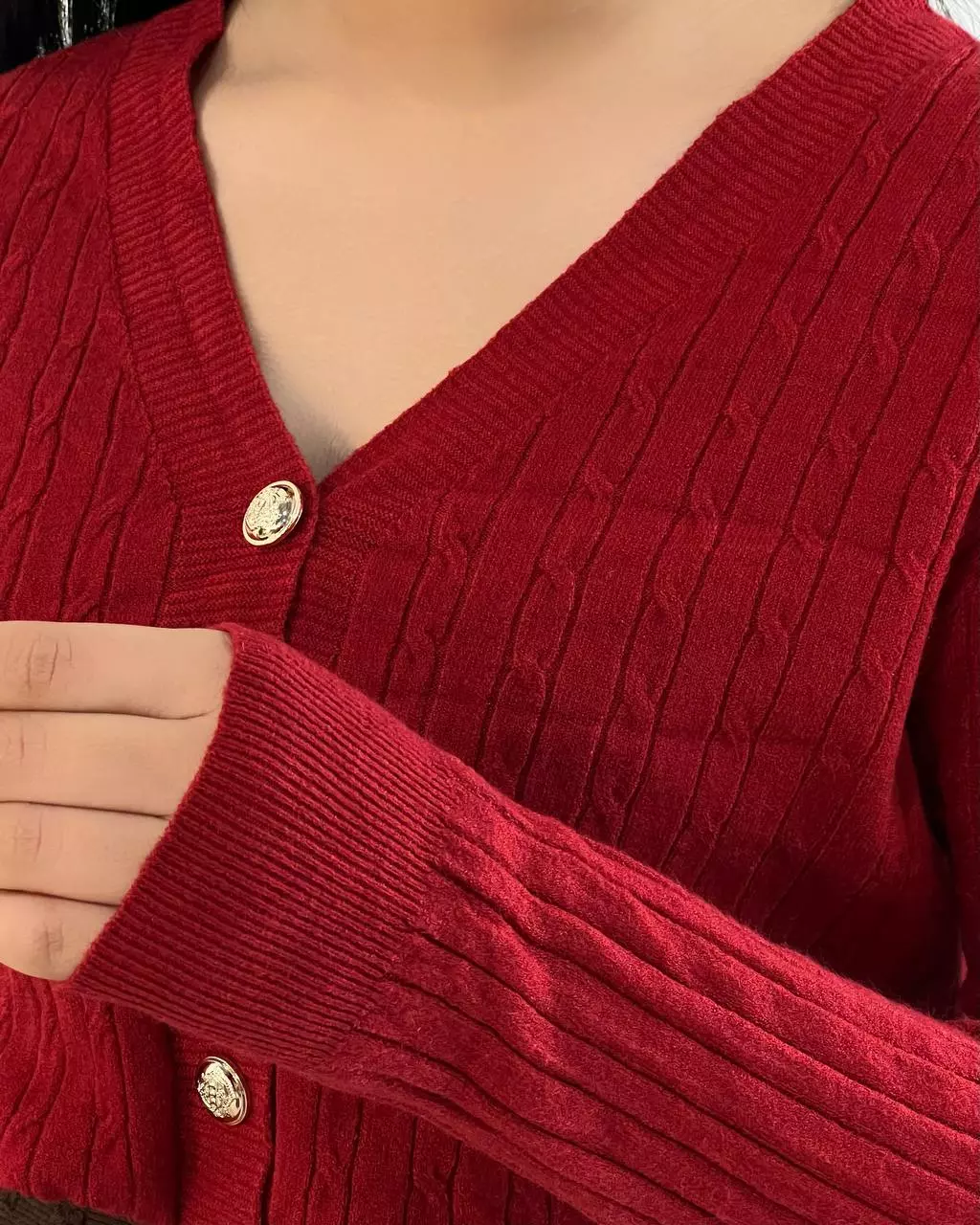 ژاکت بافت جلو دکمه گپ کد 5509