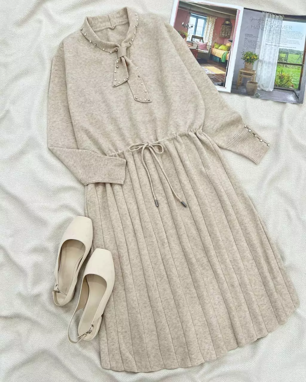 پیراهن بافت گرماژ بالا کراواتی کد 5513