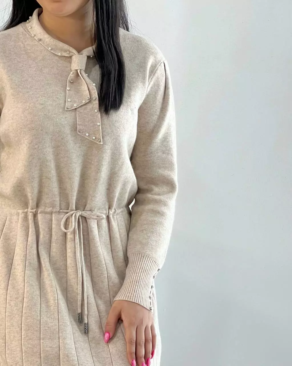 پیراهن بافت گرماژ بالا کراواتی کد 5513