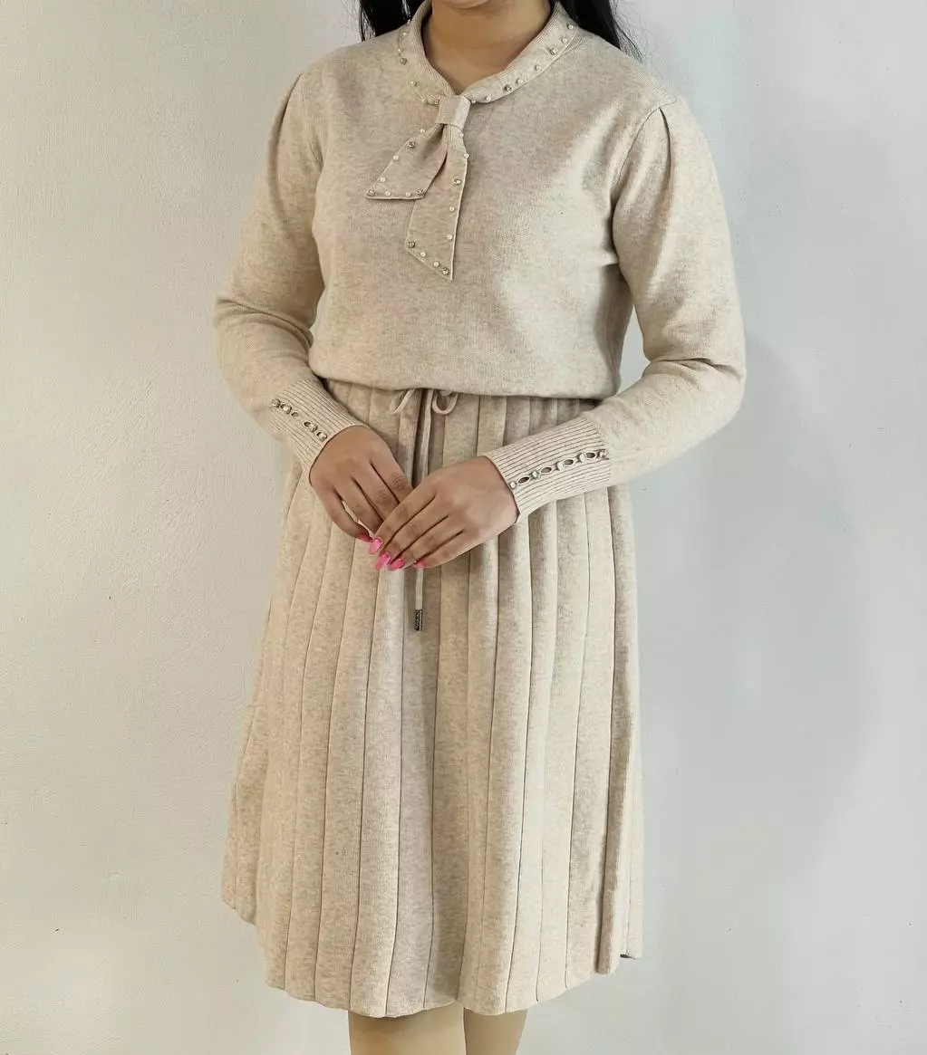 پیراهن بافت گرماژ بالا کراواتی کد 5513