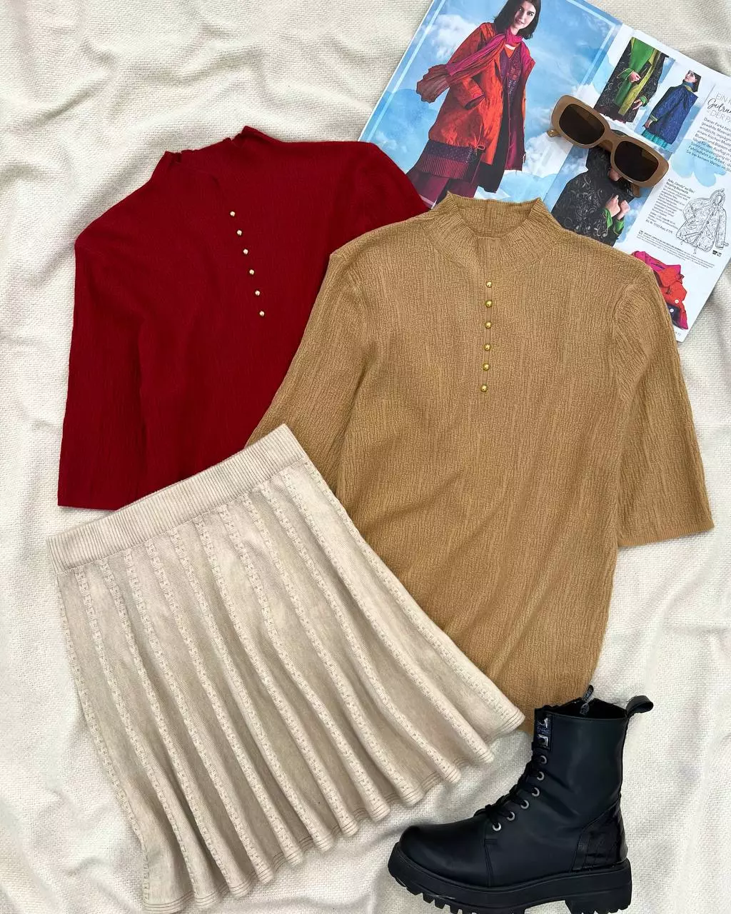 بلوز آستین سه ربع نما دکمه کد 5518