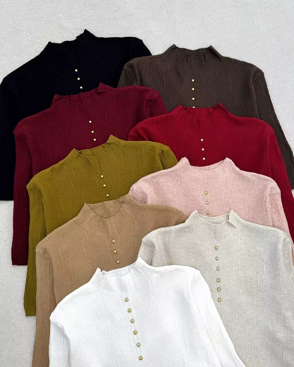 بلوز آستین سه ربع نما دکمه کد 5518