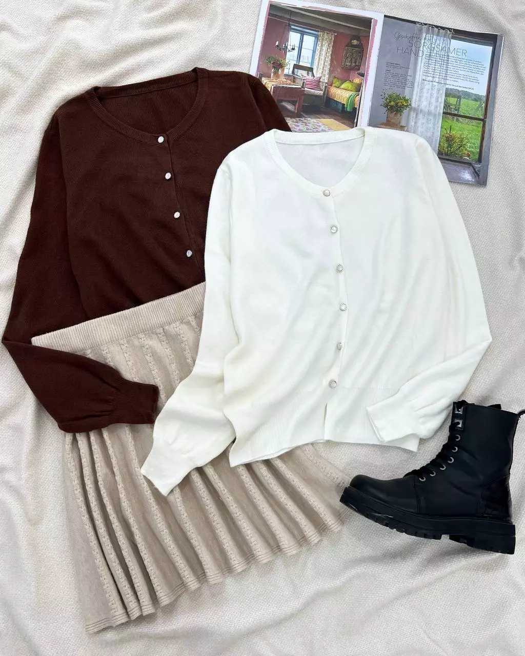 کاردیگن بافت جلو دکمه 4 رنگ کد 5521