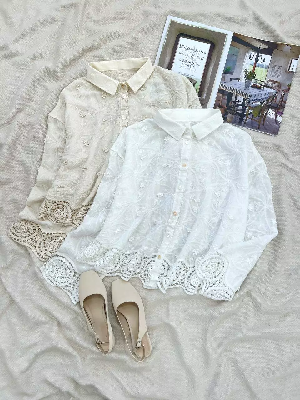 شومیز کنف نخ گل برجسته کد 5523