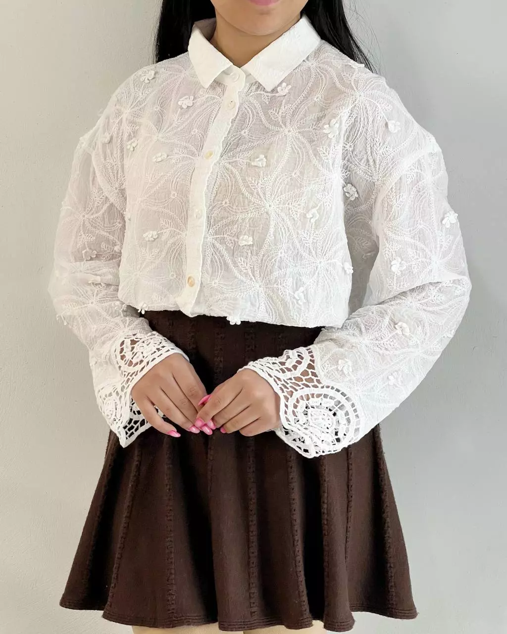 شومیز کنف نخ گل برجسته کد 5523