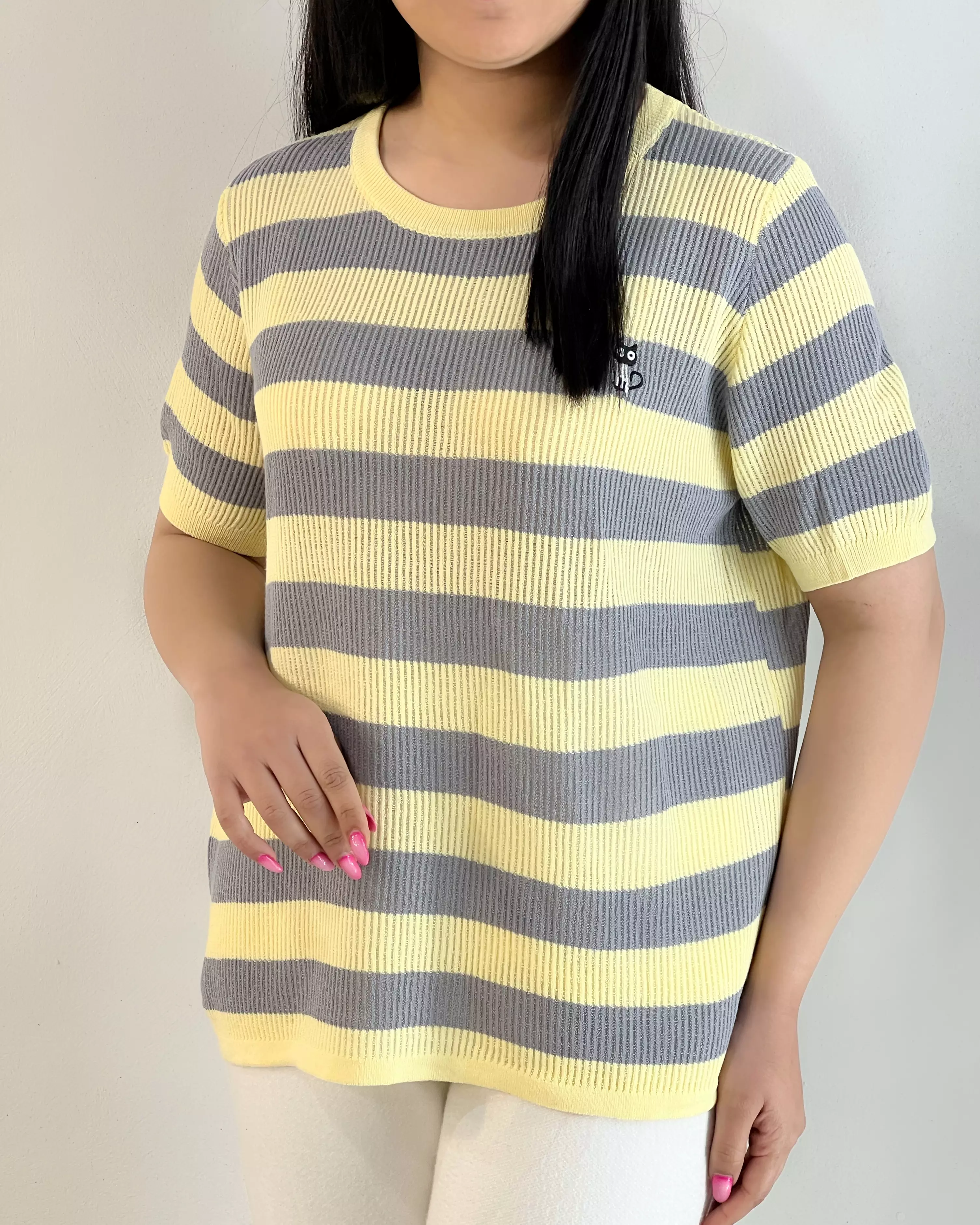 بلوز بافت راه راه گلدوزی شده کد 5531